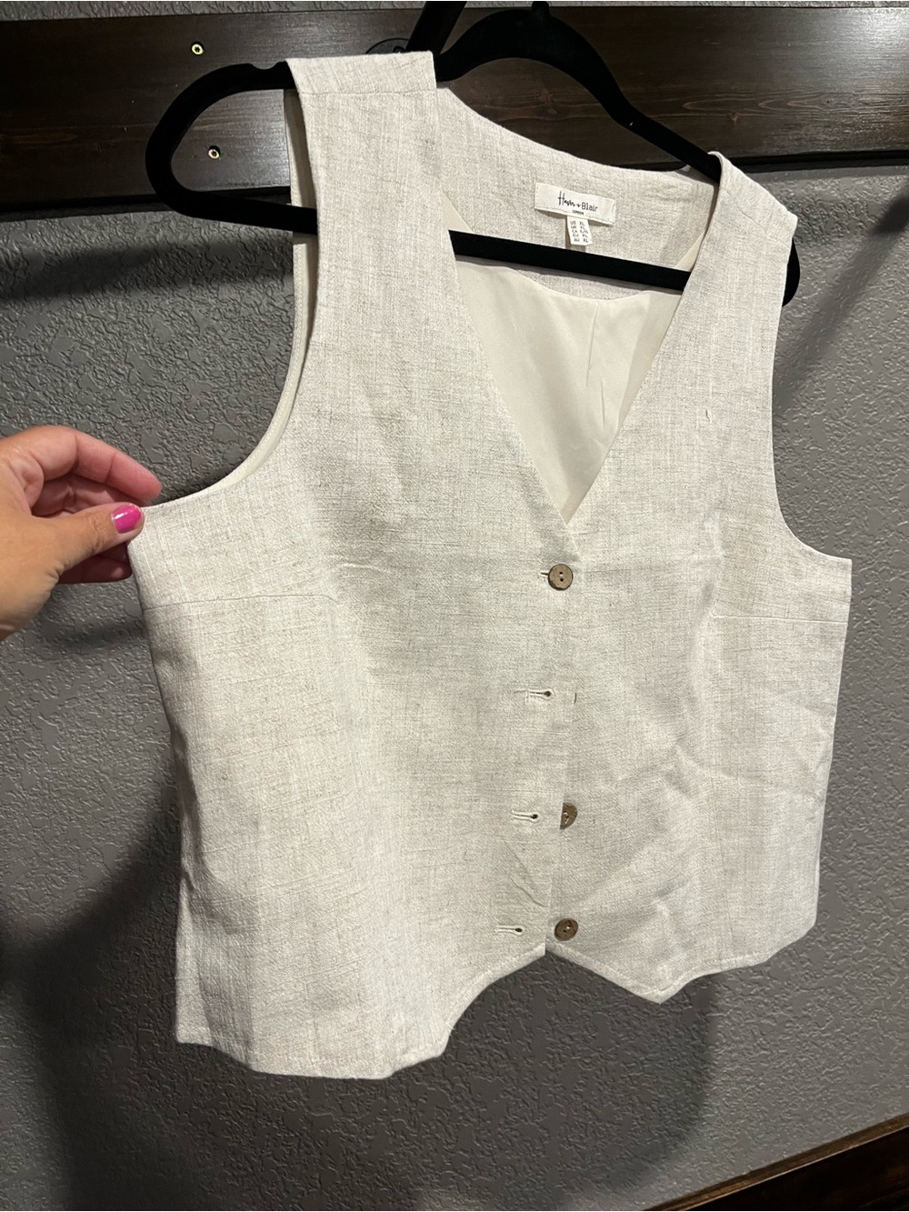 NWOT Haver & Blair V-Neck Button Front Vest - Cream